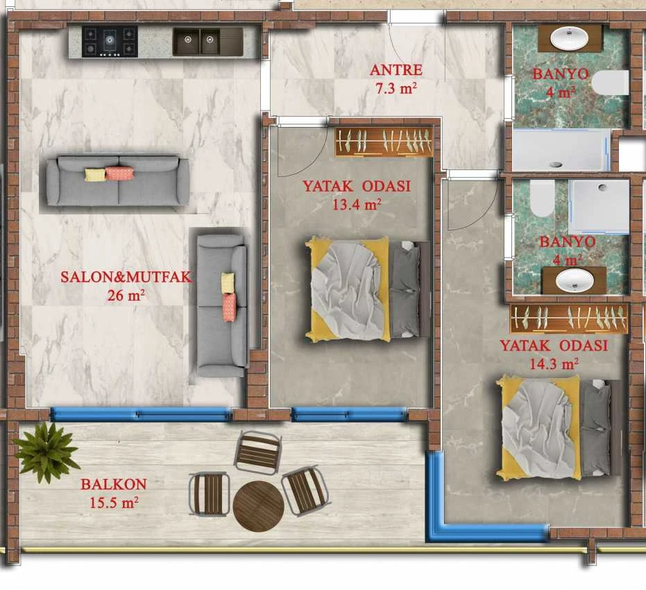 housebind Новый элитный жилой комплекс Готовая квартира 2 + 1